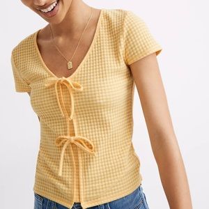 MADEWELL GINGHAM BOW-FRONT TEE